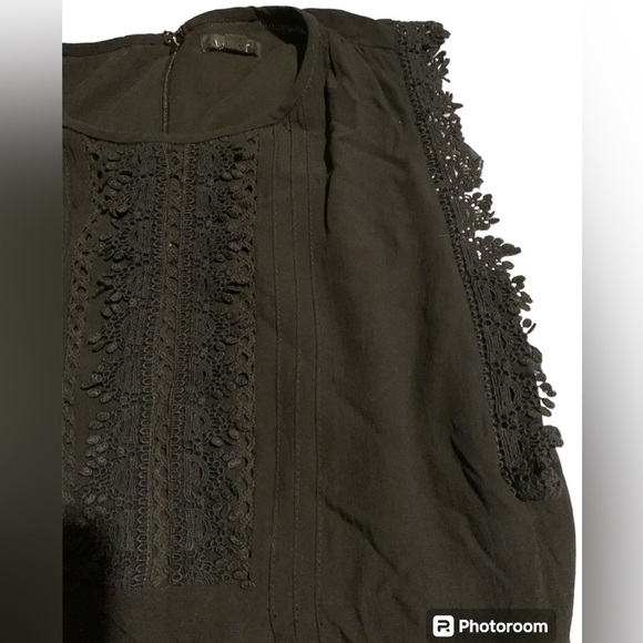 NWOT Loft small black lace adorned shorts romper with elastic waist. - Picture 4 of 7